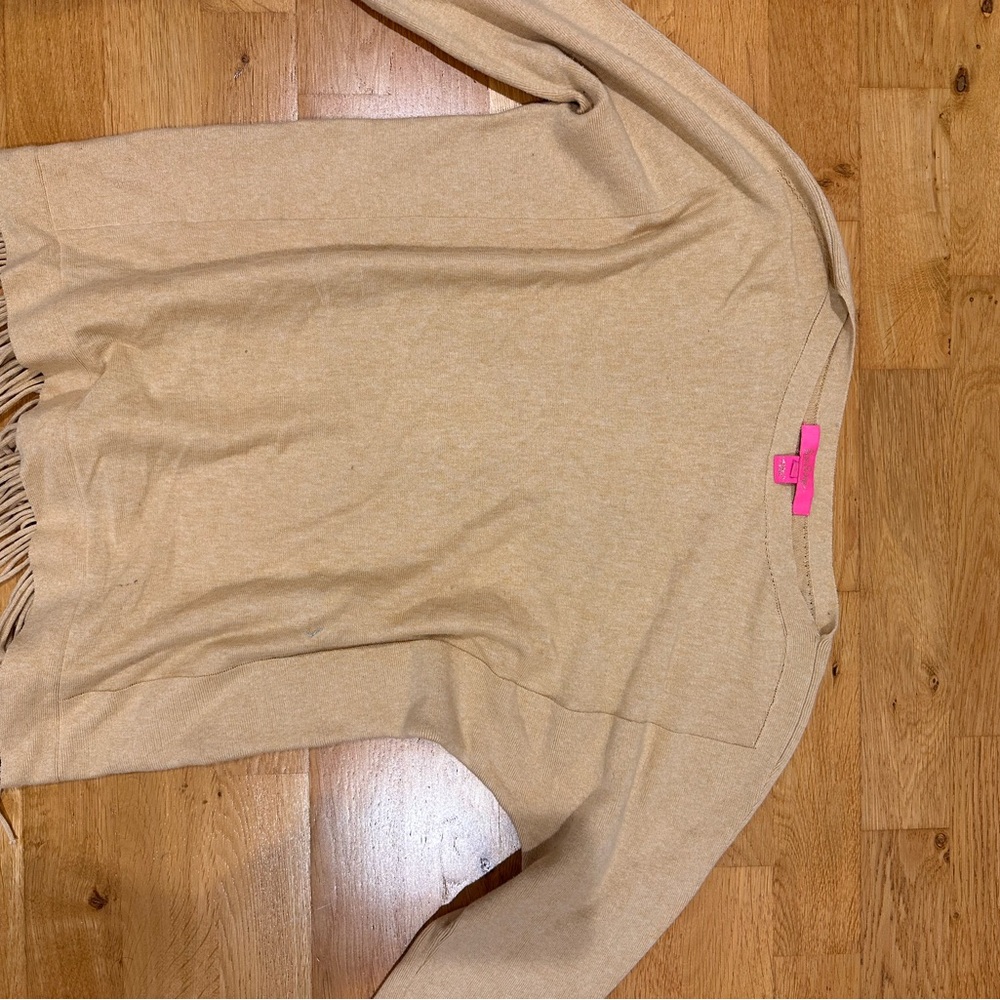 Beige Fringe Sweater